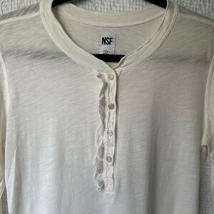 NSF Clothing Cotton Henley in Cream Size S